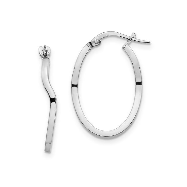 14k White Gold 5mm Basic Hollow Hoop Earrings 23 x 23 mm 14k White Gold 5mm Basic Hollow Hoop Earrings 23 x 23 mm